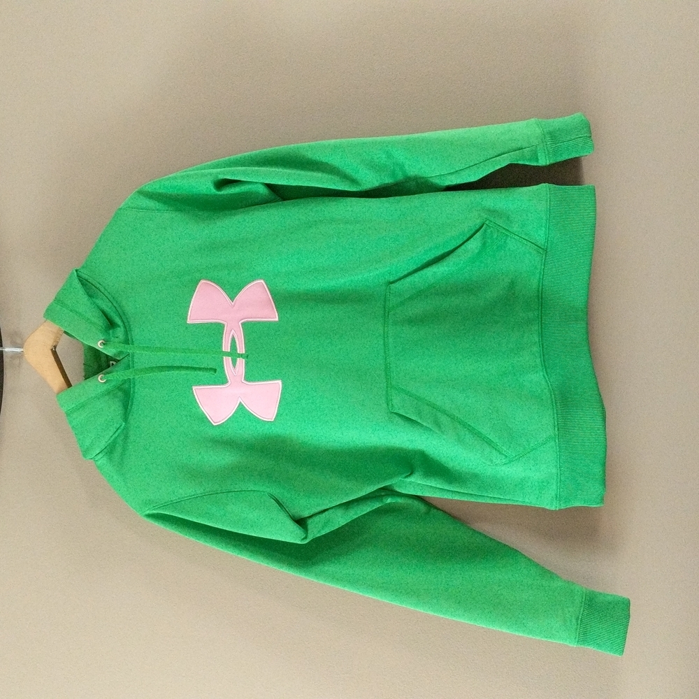 Under Armour Green Hoodie with Pink Logo